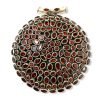 Huge Three Inches Diameter Garnet Pendant In Sterling Silver