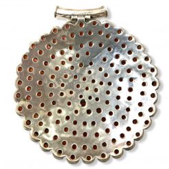 Huge Three Inches Diameter Garnet Pendant In Sterling Silver