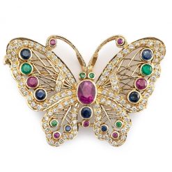 Exclusive Multi Gemstones Butterfly Pendant