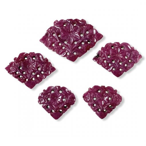 Fine Natural Ruby Carving 5 pcs Layout 47.50 Carats