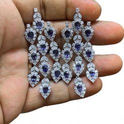 2.5" long Zircon and Iolite Earrings in Sterling Silver