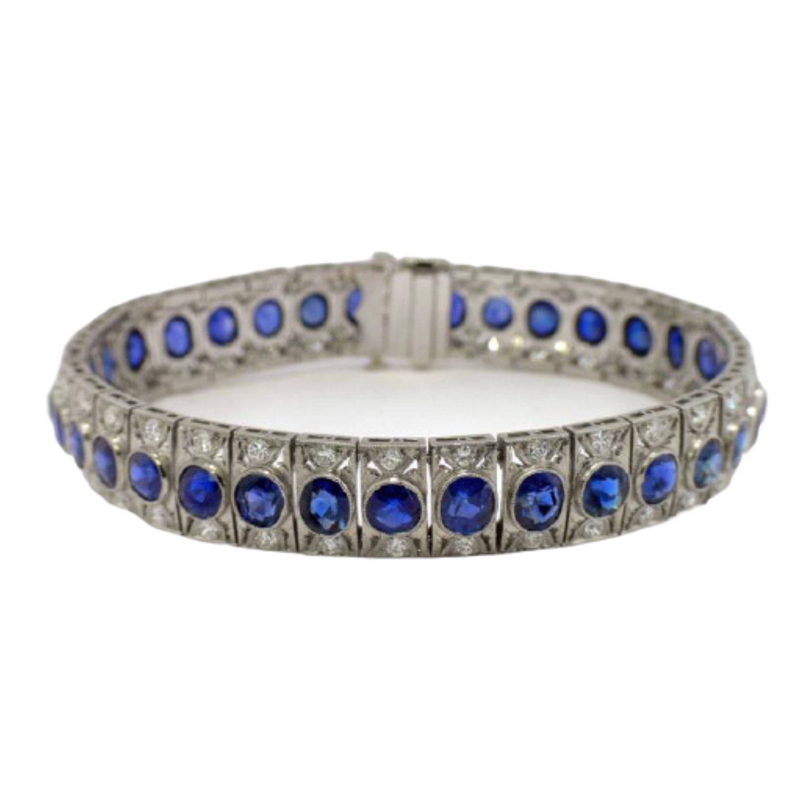 Akshat Sapphire 92.5% pure Sterling Silver Curb Designer Bracelet with