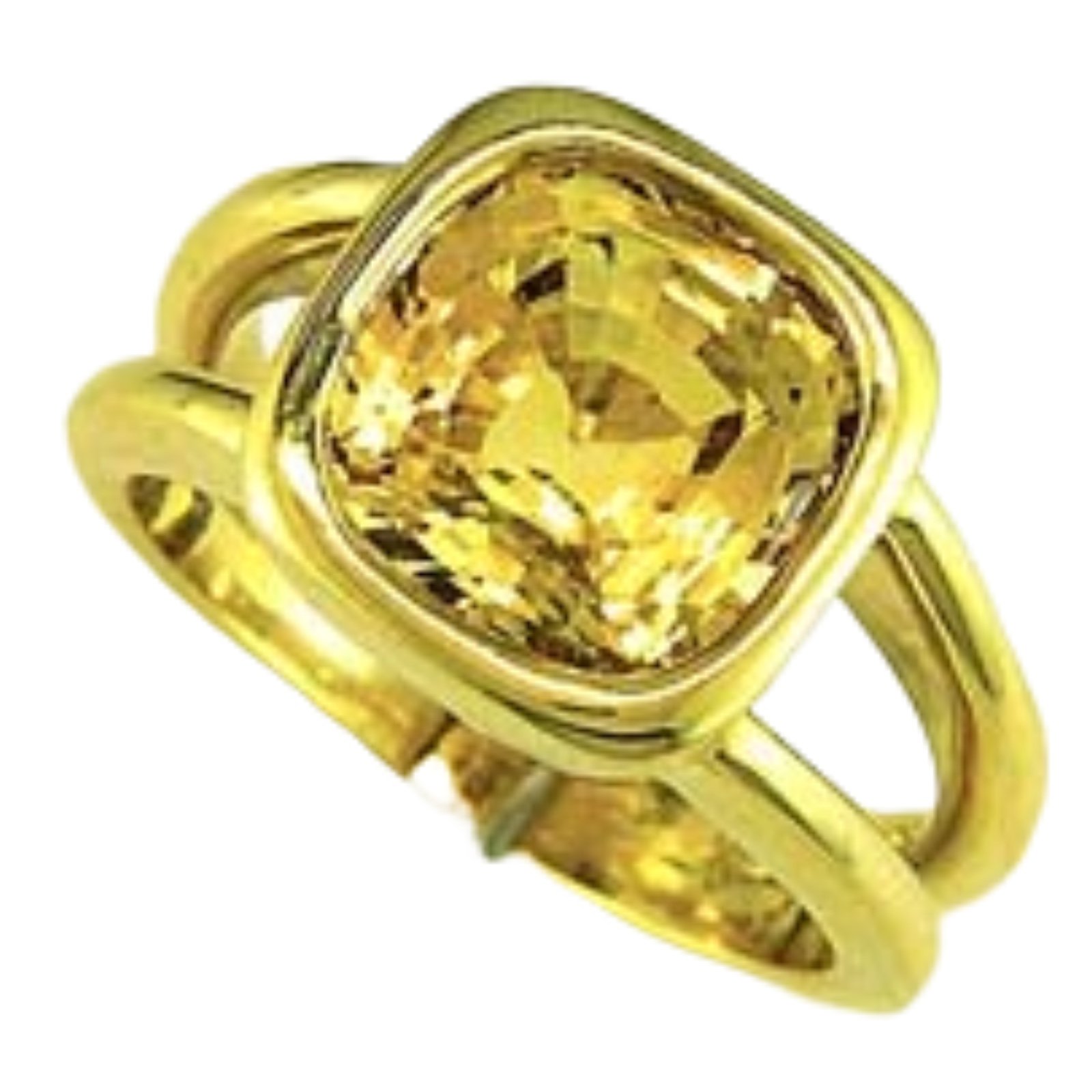 Yellow Sapphire with Diamond Halo Engagement Ring - Abhika Jewels