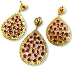 Huge Three Inches Diameter Garnet Pendant In Sterling Silver