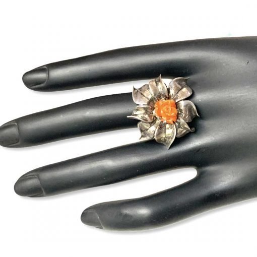 Exclusive Coral Flower Ring Made with Silver