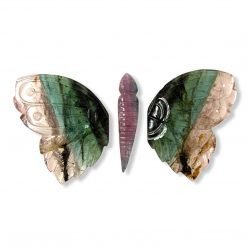 Light Pink and Green Big Tourmaline Butterfly carving
