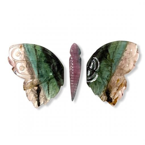 Light Pink and Green Big Tourmaline Butterfly carving