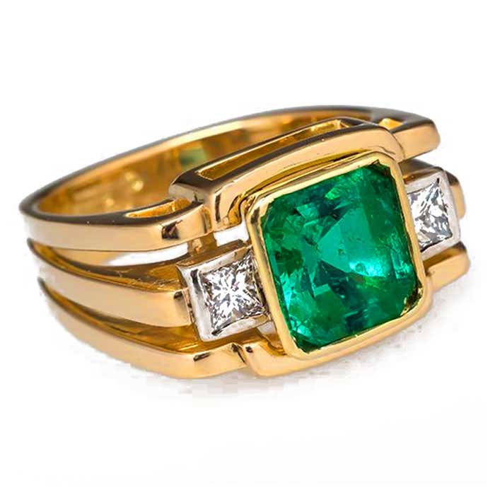 3.75 Carats Certified Emerald Diamond Ring made with 18k Solid Gold ...