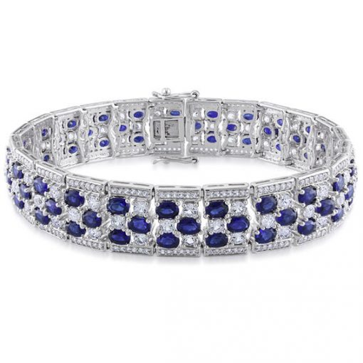 Premium Quality Sterling Silver Blue Sapphire Bracelet