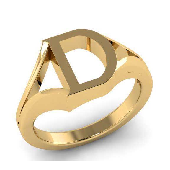 14k Solid Gold Alphabet D Ring - Gleam Jewels