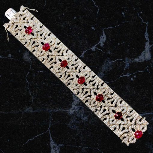 Sterling Silver Broad Ruby Bracelet