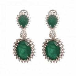 Big Emerald Earrings Made in Sterling Silver