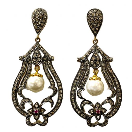 Victorian Inspired Rose Cut Diamond Earrings