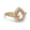 18k Solid Gold Pear Shape Rouse Cut Diamond Ring