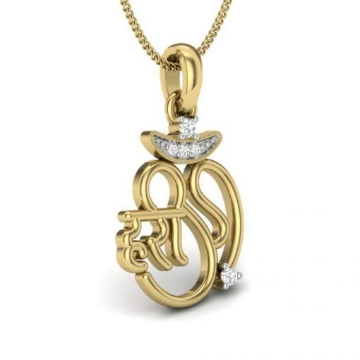 Hari Om Diamond Pendant in 14k Solid Gold