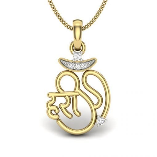 Hari Om Diamond Pendant in 14k Solid Gold