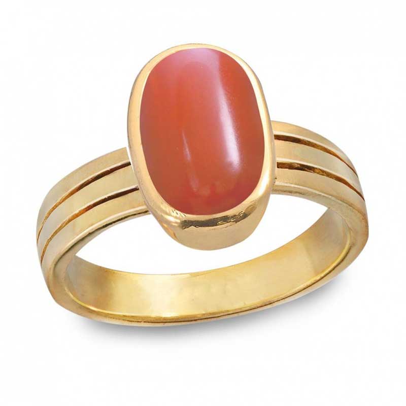 Cynosure of geometical design Red Coral ring