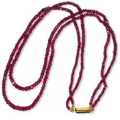 2 Lines 130.00 carats Ruby Beads Necklace