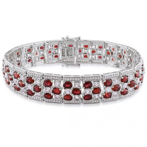 Premium Quality Sterling Silver Ruby Bracelet