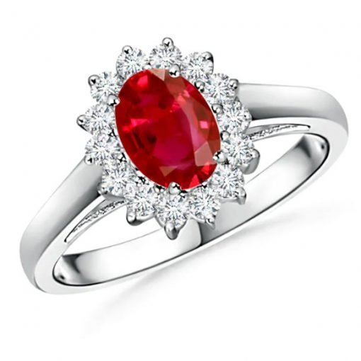 Sterling Silver Premium Ruby Cluster Ring