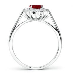Sterling Silver Premium Ruby Cluster Ring