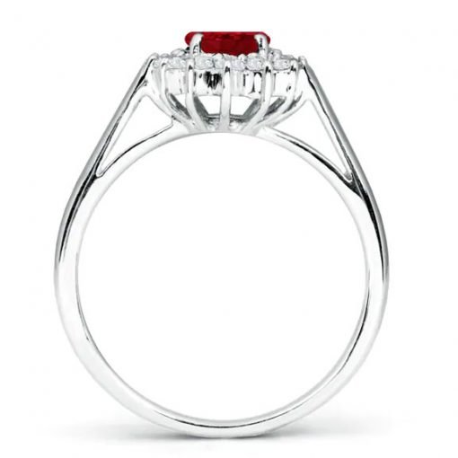 Sterling Silver Premium Ruby Cluster Ring