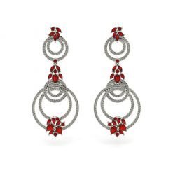 Long Ruby Earrings in Sterling Silver