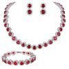 Round Cut White Topaz Ruby Tennis Necklace Bracelet Earrings