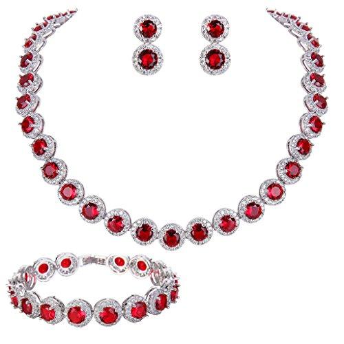 14K White Gold Real Ruby & Diamond Prong Set 18