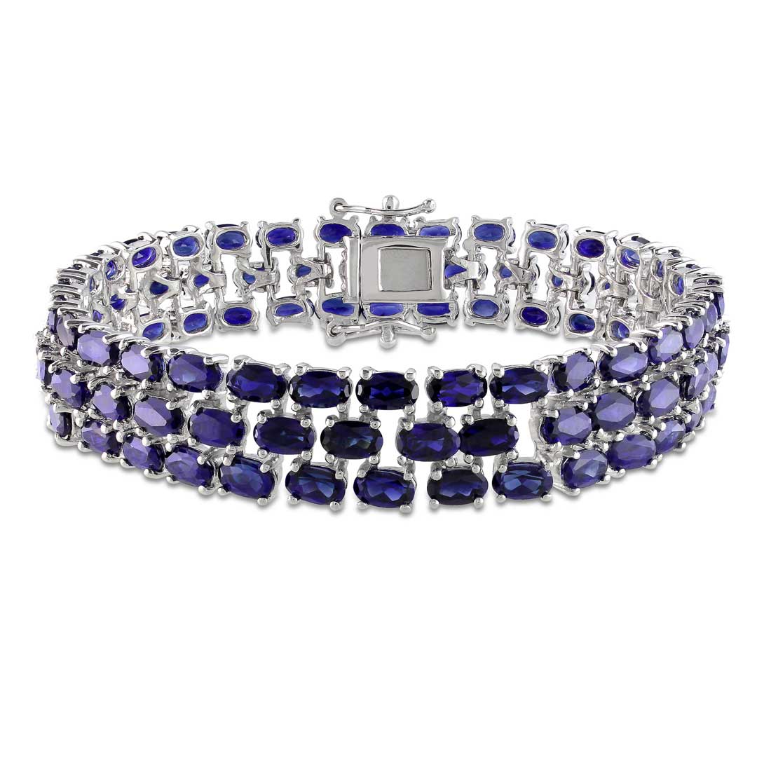 Sterling Silver Blue Sapphire Gemstone Bracelet – bcr-designs