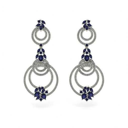 Blue Sapphire Earrings in Sterling Silver