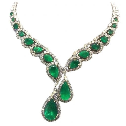 Sterling Silver Green Onyx White Topaz Necklace