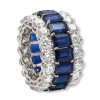 White Topaz and Blue Sapphire Eternity Ring