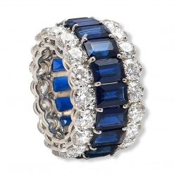 White Topaz and Blue Sapphire Eternity Ring