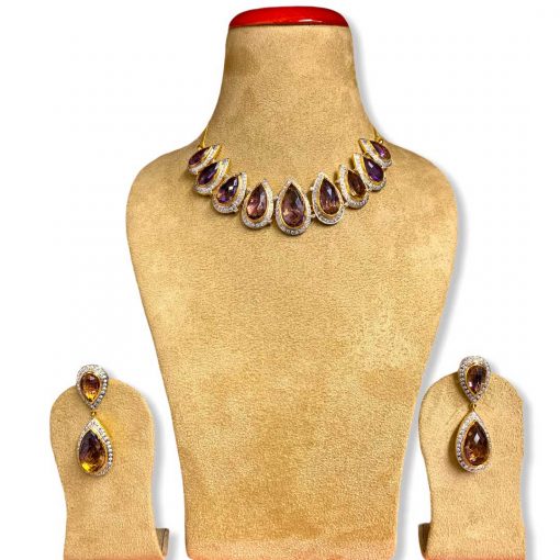 Hand Crafted Unique Ametrine Necklace with Earrings