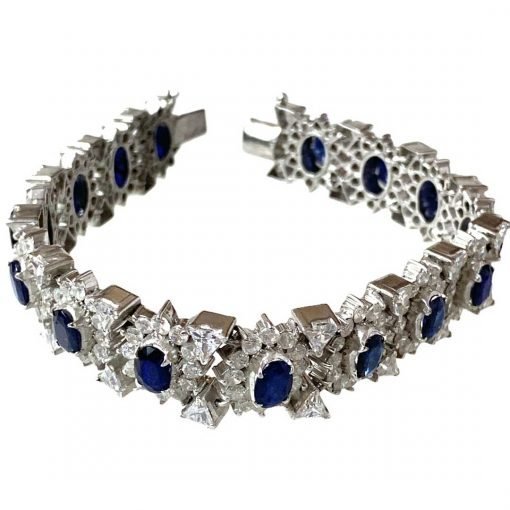 Handmade Sterling Silver Natural Sapphire Bracelet