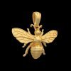 Highly Detailed 14k Solid Gold Small Bee Pendant