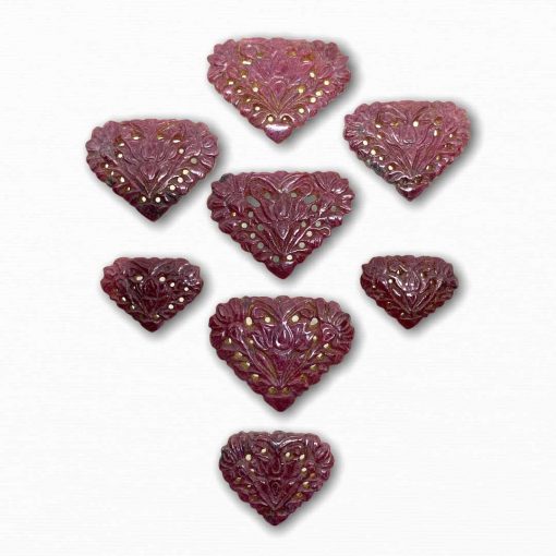 Natural Ruby Carving 8Pcs layout