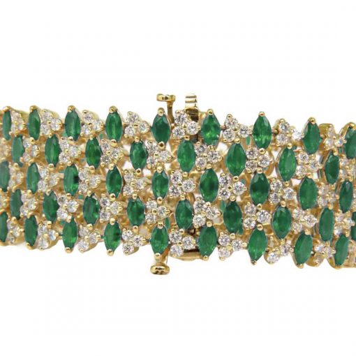 Broad Sterling Silver Emerald Bracelet