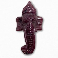 Ganpati Head Carved Natural Ruby