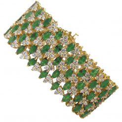 Broad Sterling Silver Emerald Bracelet