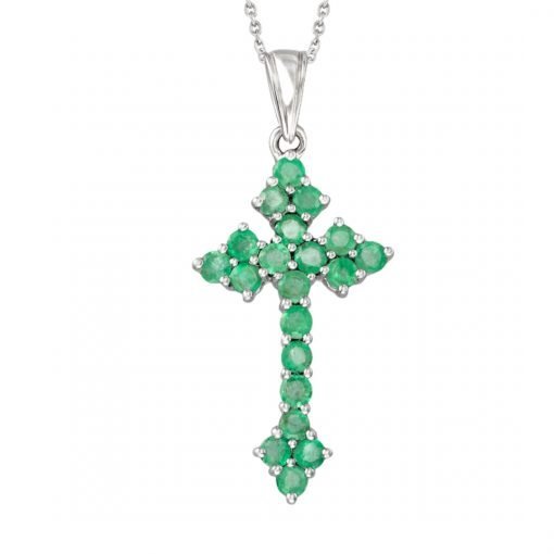 Beautiful Emerald Cross Pendant Xmas Gift