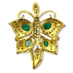 Victorian Inspired Emerald Diamond Butterfly Pendant