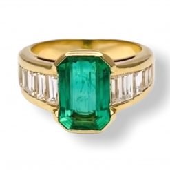 Diamond Emerald Ring made with 18k Solid Gold