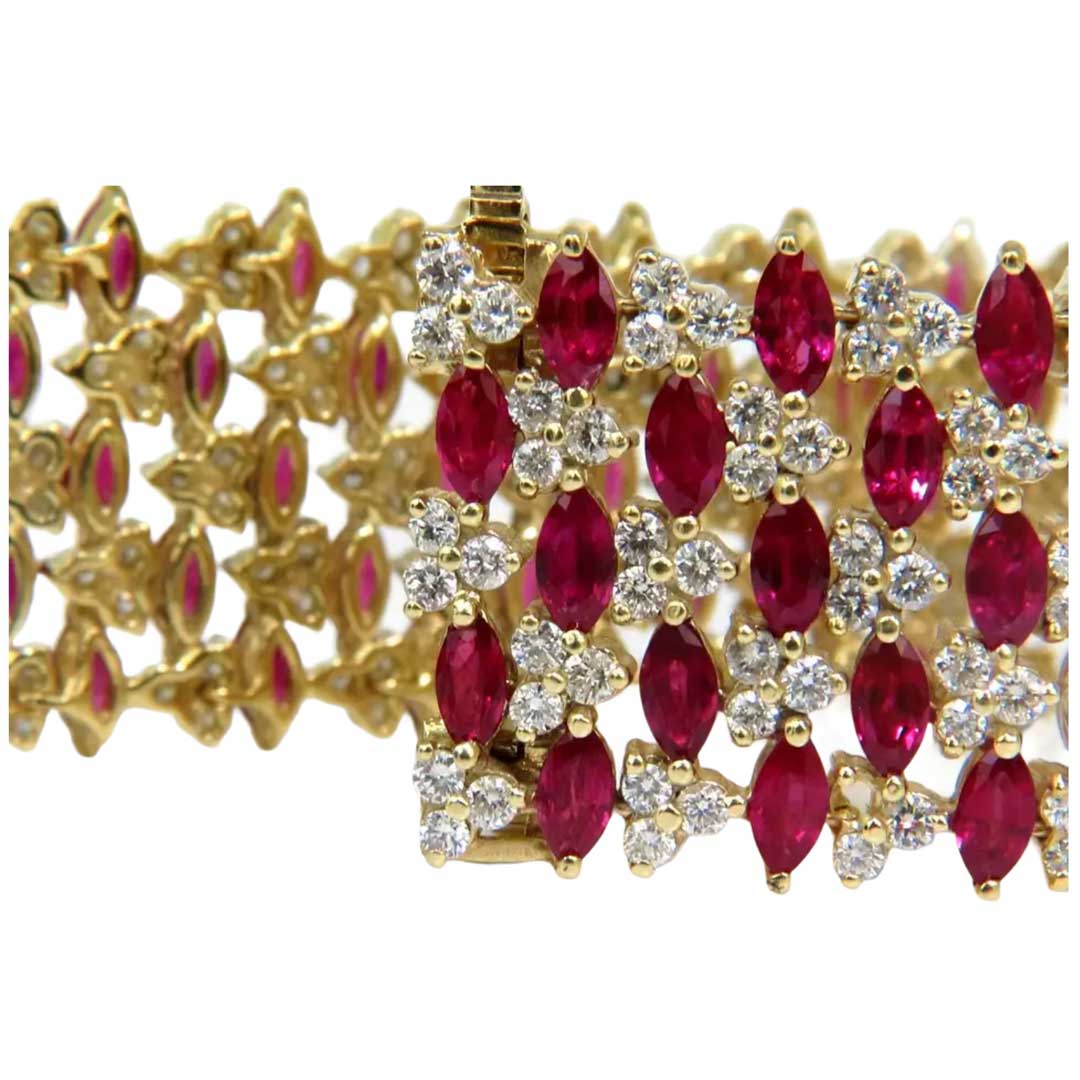 Buy Diamond and Ruby Bracelet. 18ct Yellow and White Gold Line Bracelet.  Online in India - Etsy