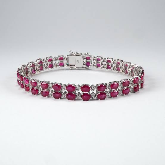 Silver and ruby bracelet on sale