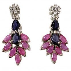 Sterling Silver Iolite Ruby Necklace