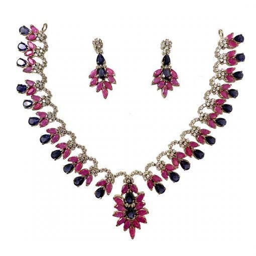 Sterling Silver Iolite Ruby Necklace