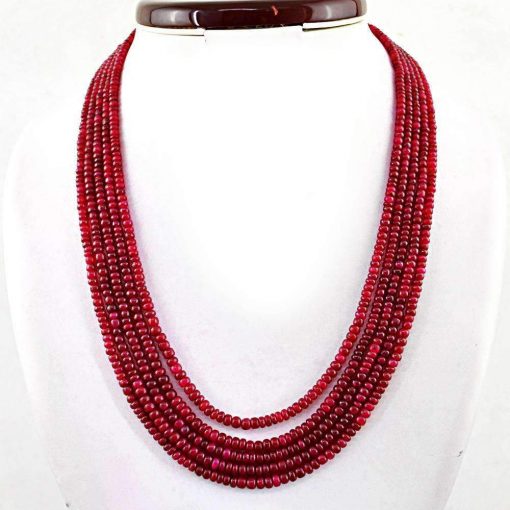 Fine Quality Natural Plain Ruby Beads Necklace