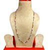 25 Inches long natural Navratna Necklace in Silver Wire